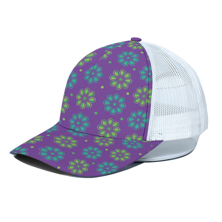 Neon Flowers - Unisex Trucker Hat With White Half-mesh
