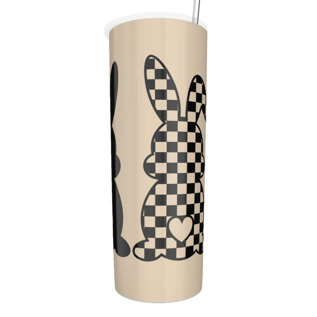 Heart Bunny - Glitter Tumbler With Stainless Steel Straw 20oz