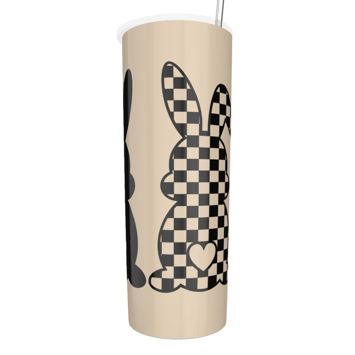 Heart Bunny - Glitter Tumbler With Stainless Steel Straw 20oz