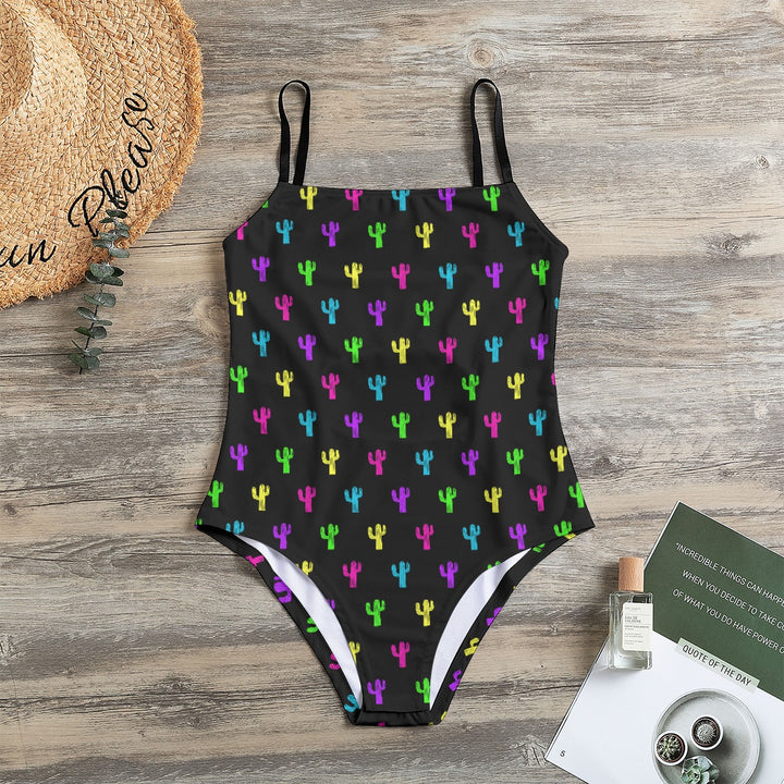 Neon Cactus - All-Over Print Women's Halter Strap Swimsuit
