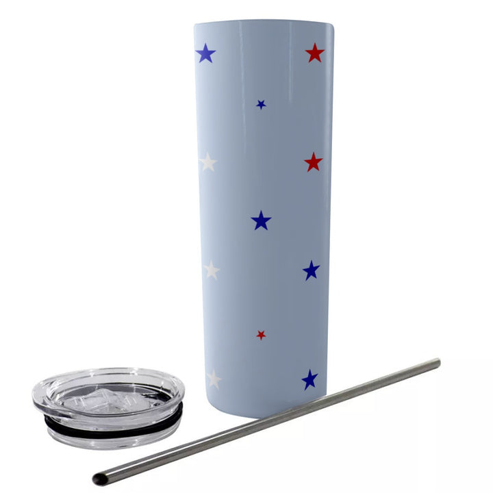 Stars - Glitter Tumbler With Stainless Steel Straw 20oz
