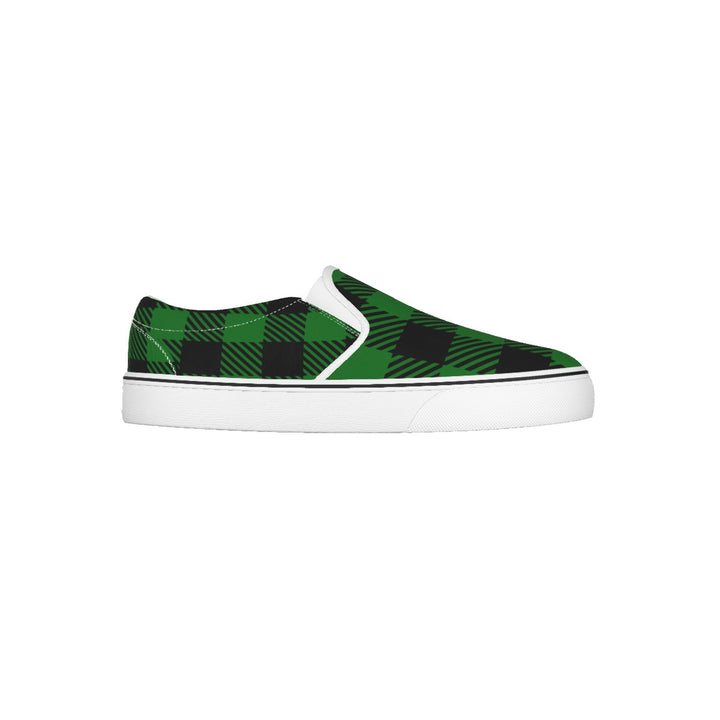Green Plaid - Women's Slip On Sneakers