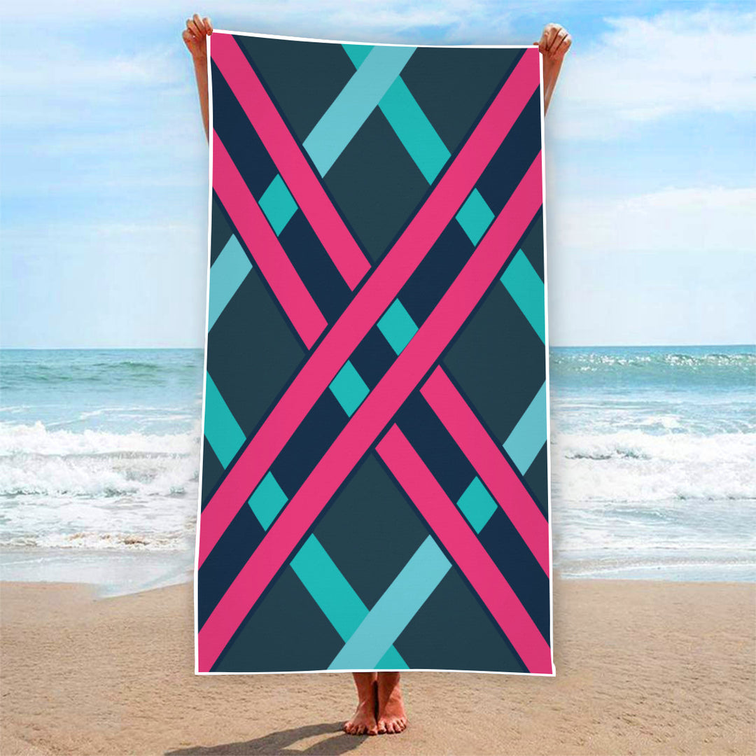 Pink & Teal Abstract - Rectangular Beach Towel