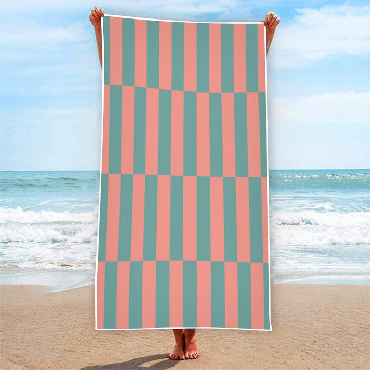 Peach Grid - Rectangular Beach Towel