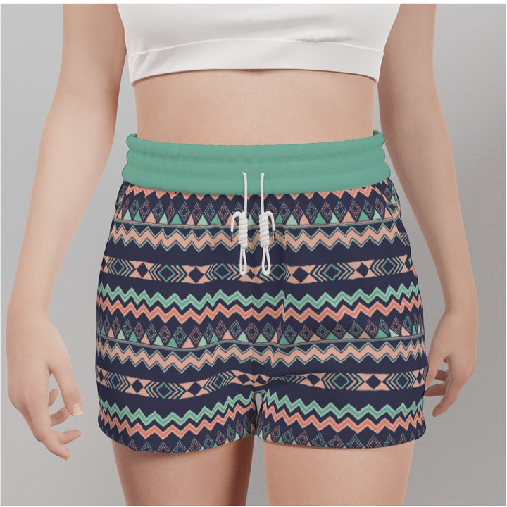 Peach Aztec Chevron - All-Over Print Women's Casual Shorts