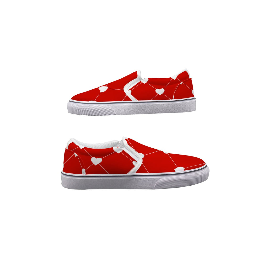 White Heart Diamond - Women's Slip On Sneakers