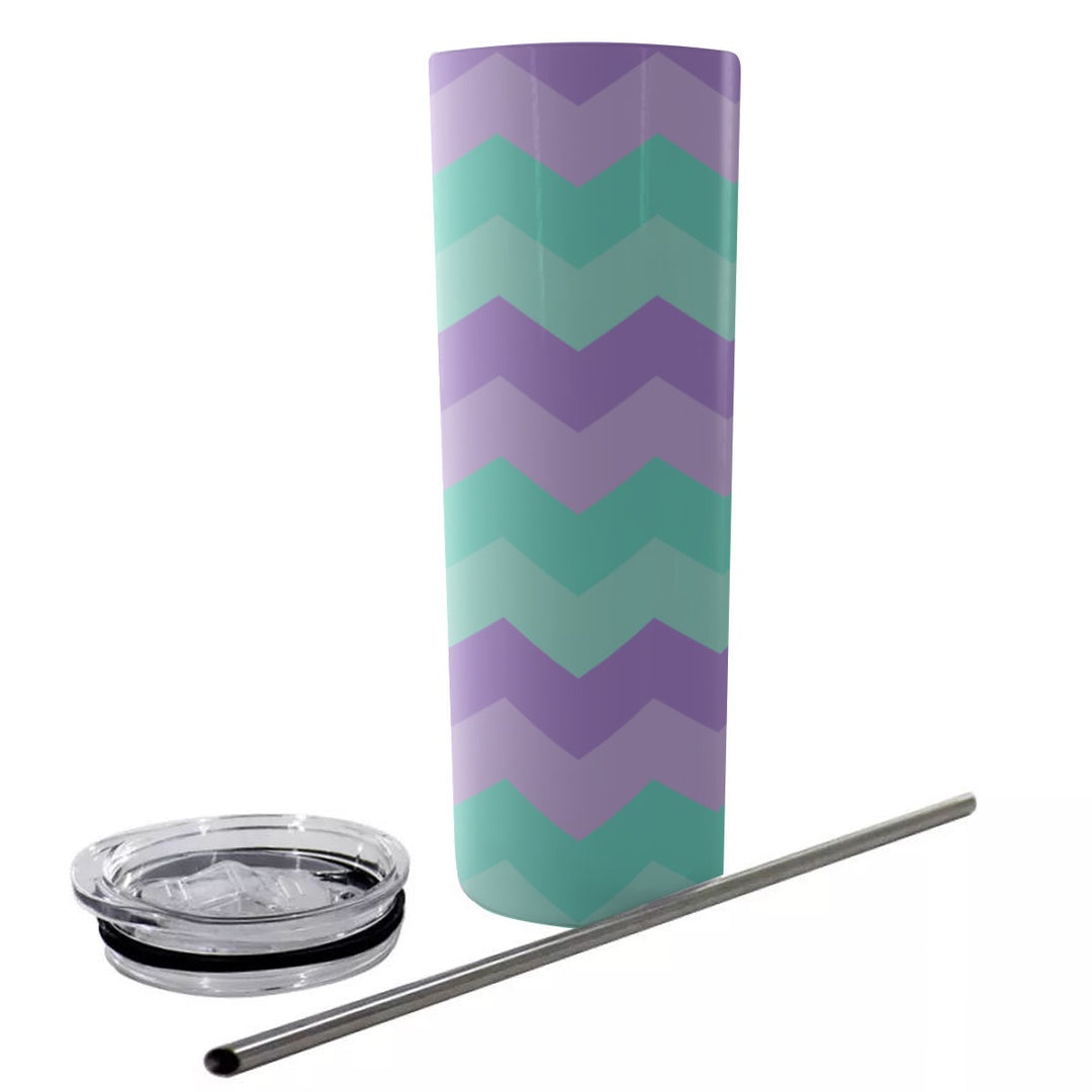 Easter Chevron - Glitter Tumbler With Stainless Steel Straw 20oz