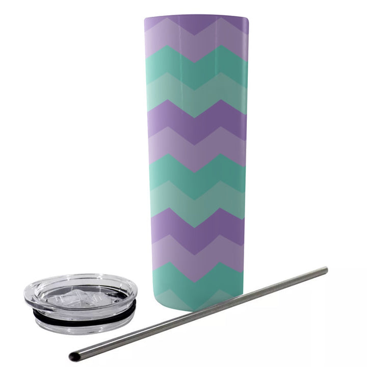 Easter Chevron - Glitter Tumbler With Stainless Steel Straw 20oz