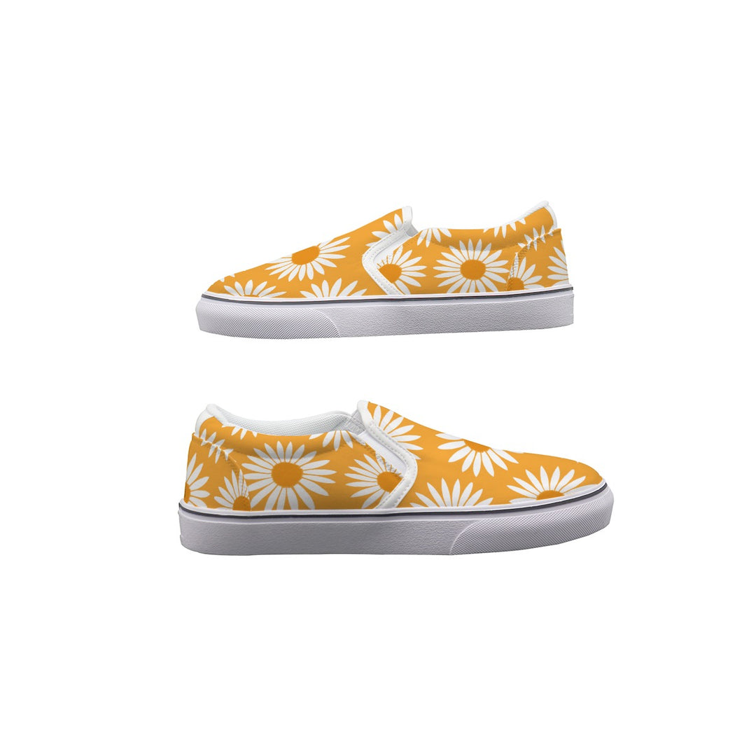 Yellow Sunflower Pattern - Women's Slip On Sneakers