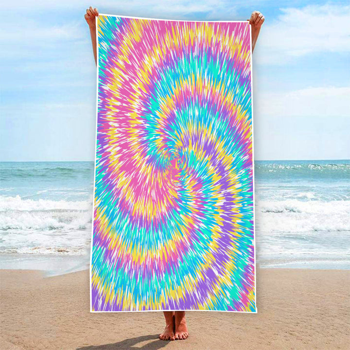 Pink & Blue Tie Dye - Rectangular Beach Towel