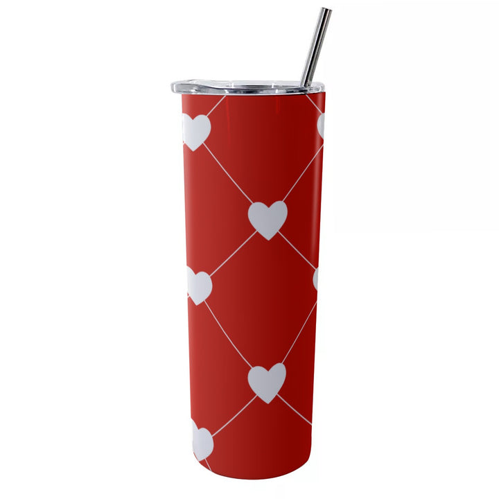White Heart Diamond - Glitter Tumbler With Stainless Steel Straw 20oz
