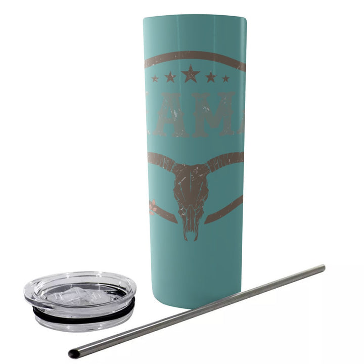 Skull Mama - Glitter Tumbler With Stainless Steel Straw 20oz