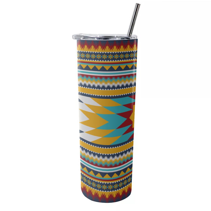 Gold Aztec - Glitter Tumbler With Stainless Steel Straw 20oz