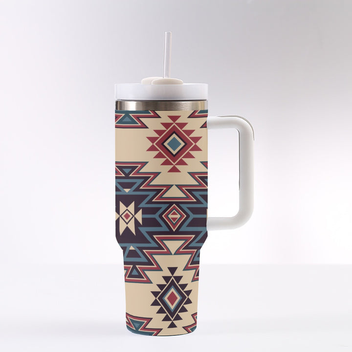 Tribal Indian Tan - 40 oz Tumbler With Handle
