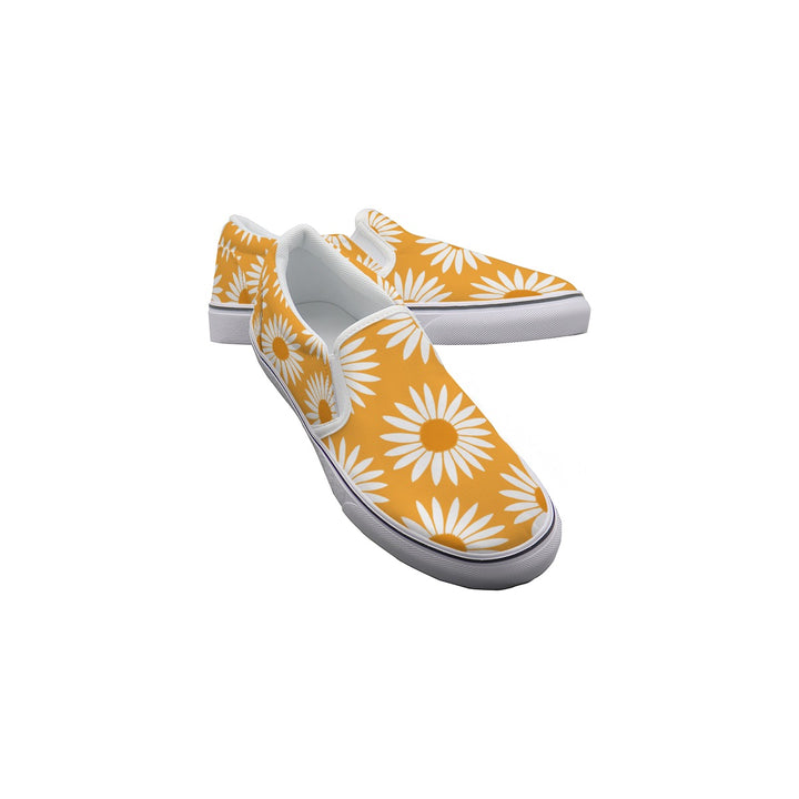 Yellow Sunflower Pattern - Women's Slip On Sneakers
