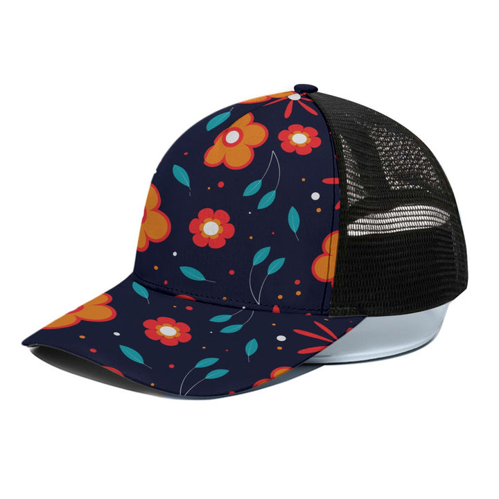 Abstract Flowers - Unisex Trucker Hat With Black Half-mesh