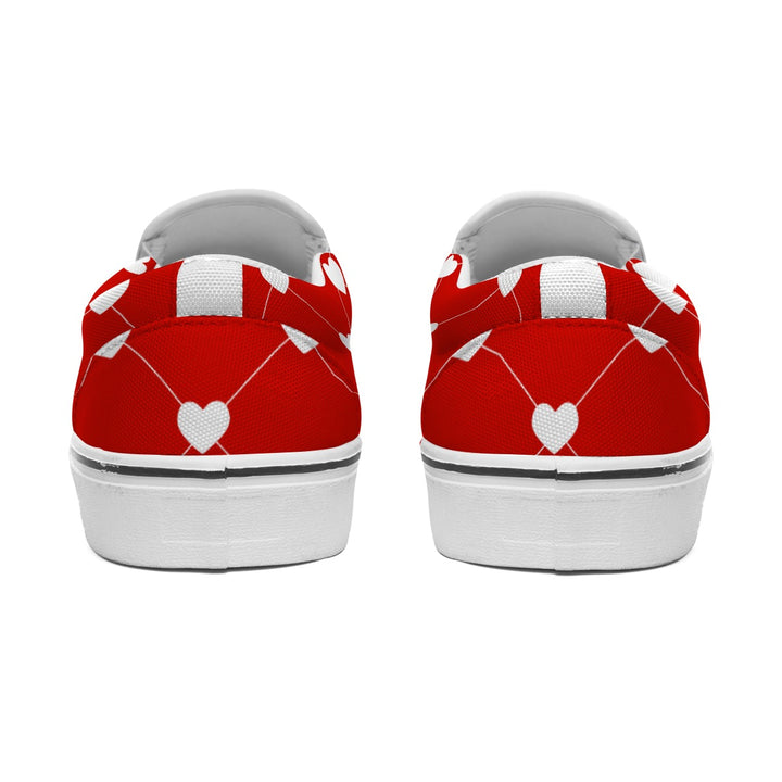 White Heart Diamond - Women's Slip On Sneakers