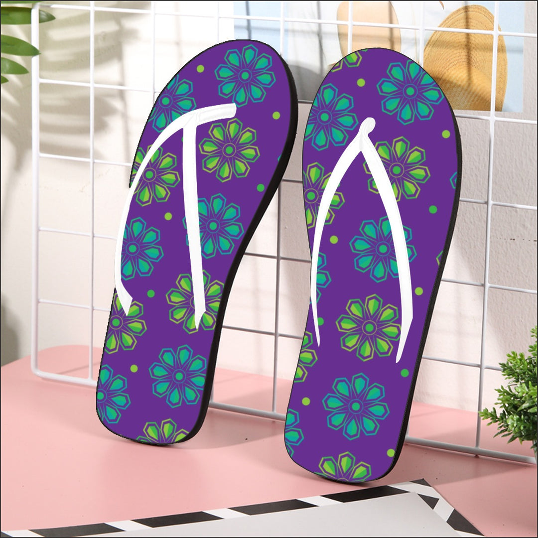 Neon Flowers - All-Over Print Women's Flip Flops
