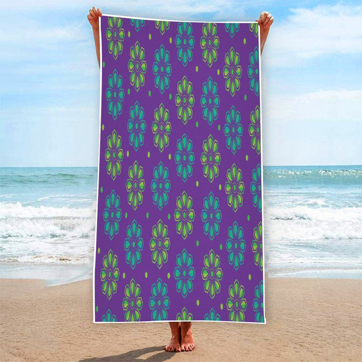 Neon Flowers - Rectangular Beach Towel
