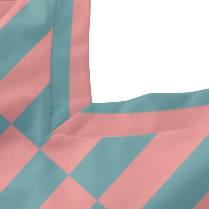Peach Grid - All-Over Print Women's Tie Shoulder Onepiece Padded Swimsuit