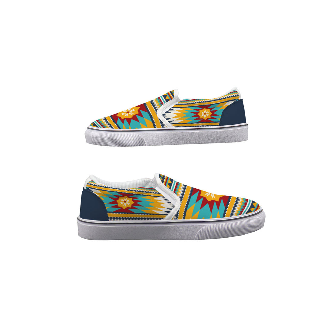 Gold Aztec - Women's Slip On Sneakers
