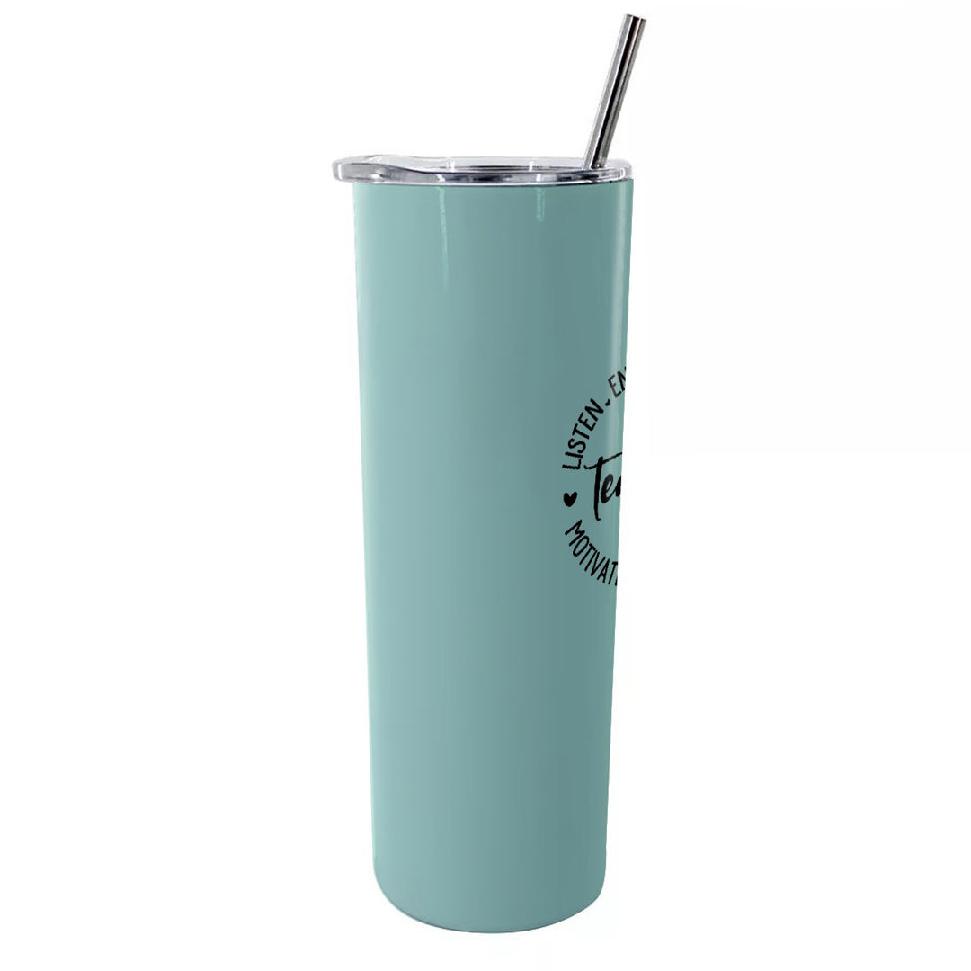 Teacher - Glitter Tumbler With Stainless Steel Straw 20oz