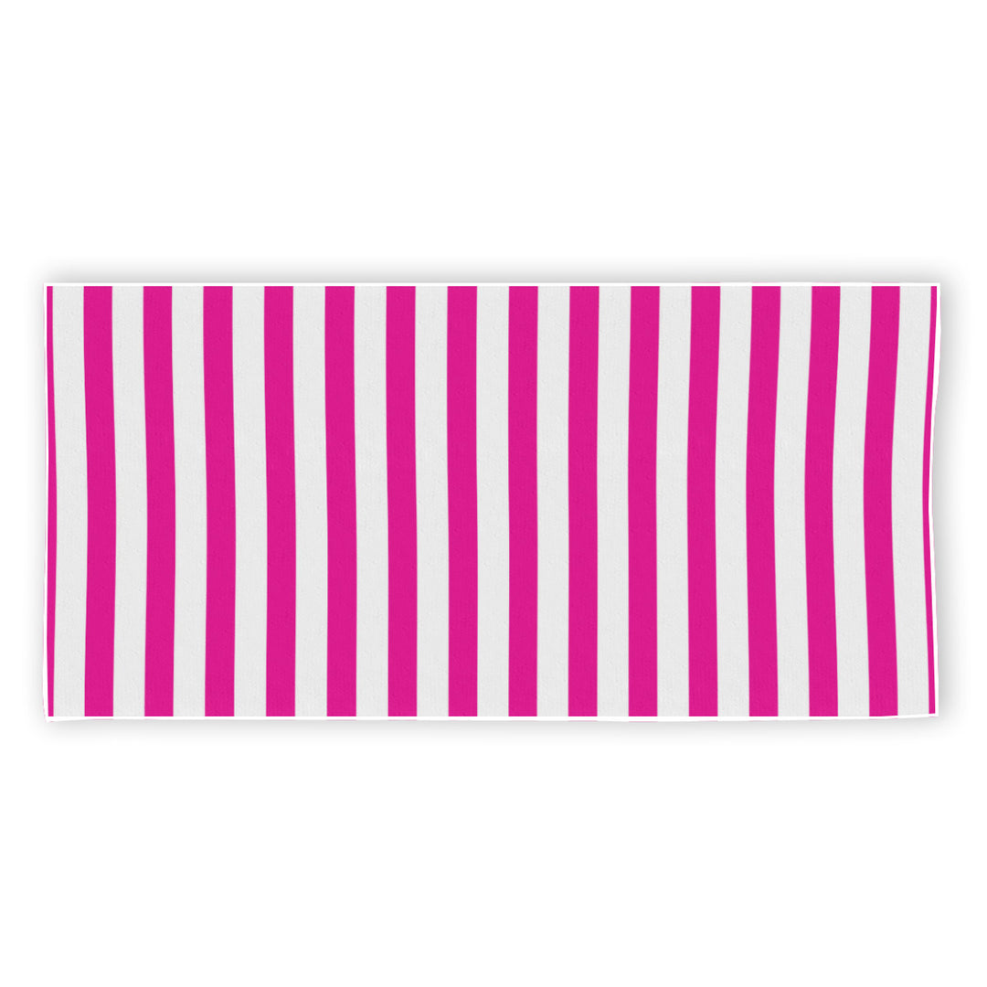 Pink & White Stripe - Rectangular Beach Towel