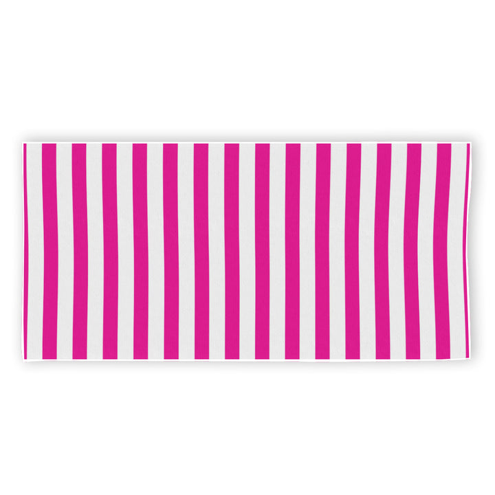 Pink & White Stripe - Rectangular Beach Towel