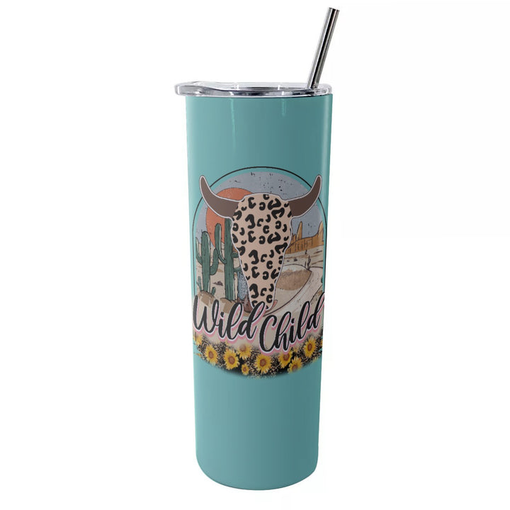 Wild Child - Glitter Tumbler With Stainless Steel Straw 20oz