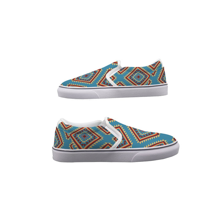 Navajo Vintage Blue - Women's Slip On Sneakers