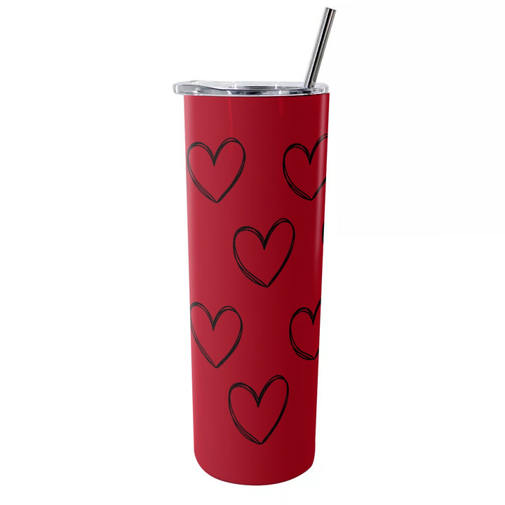 Heart - Glitter Tumbler With Stainless Steel Straw 20oz