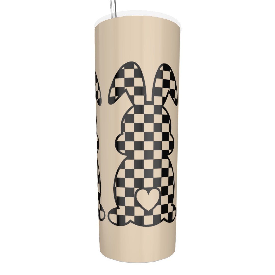 Heart Bunny - Glitter Tumbler With Stainless Steel Straw 20oz