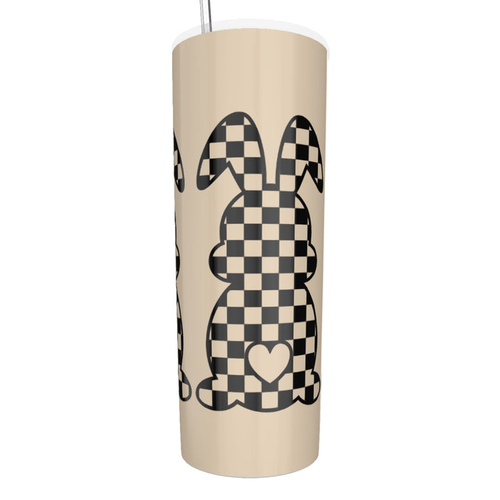 Heart Bunny - Glitter Tumbler With Stainless Steel Straw 20oz