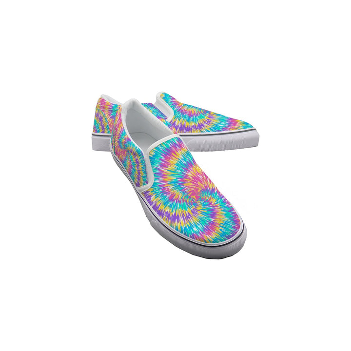 Pink & Blue Tie Dye - Women's Slip On Sneakers