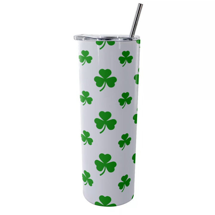 White Clover - Glitter Tumbler With Stainless Steel Straw 20oz