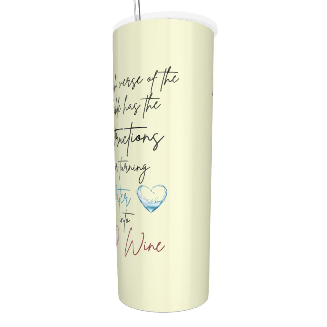 Water To Wine Bible Verse - Glitter Tumbler With Stainless Steel Straw 20oz
