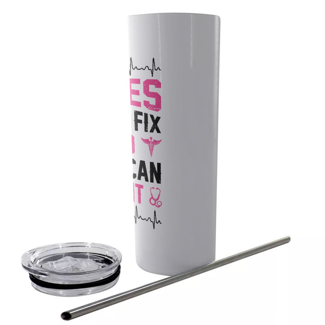 Can't Fix Stupid - Glitter Tumbler With Stainless Steel Straw 20oz