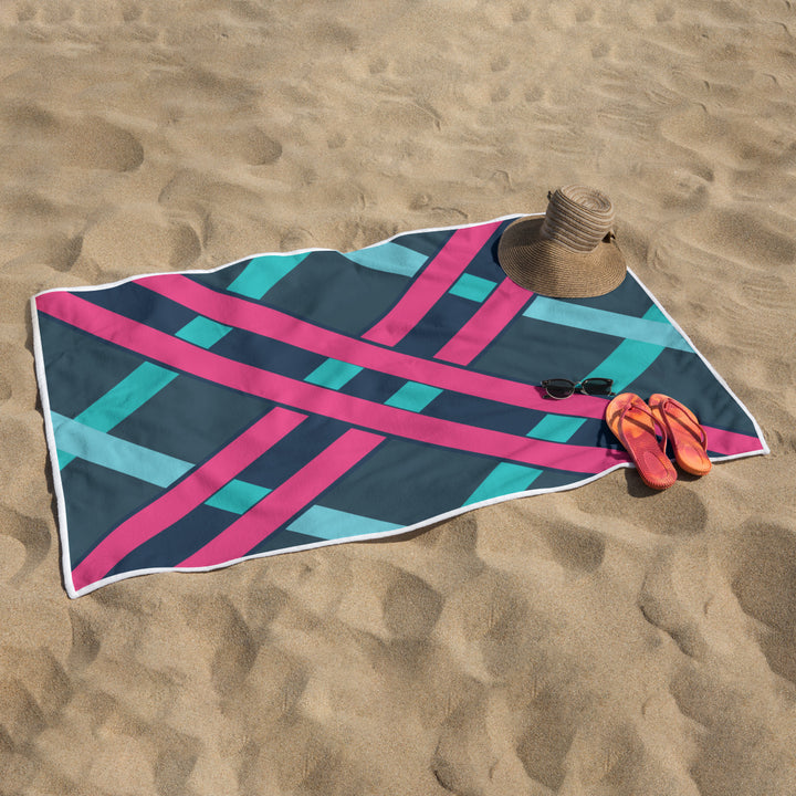 Pink & Teal Abstract - Rectangular Beach Towel