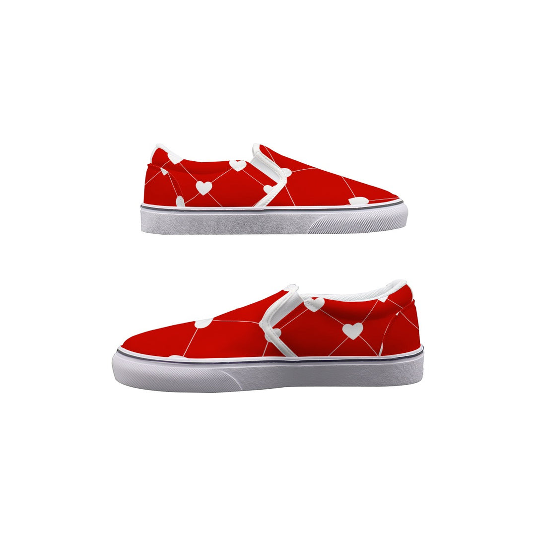 White Heart Diamond - Women's Slip On Sneakers