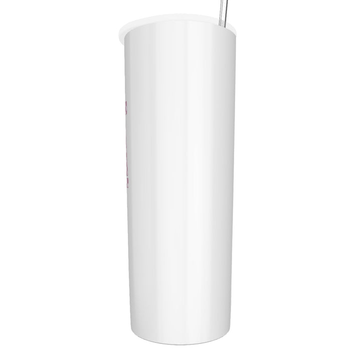 Pink Check Mama - Glitter Tumbler With Stainless Steel Straw 20oz