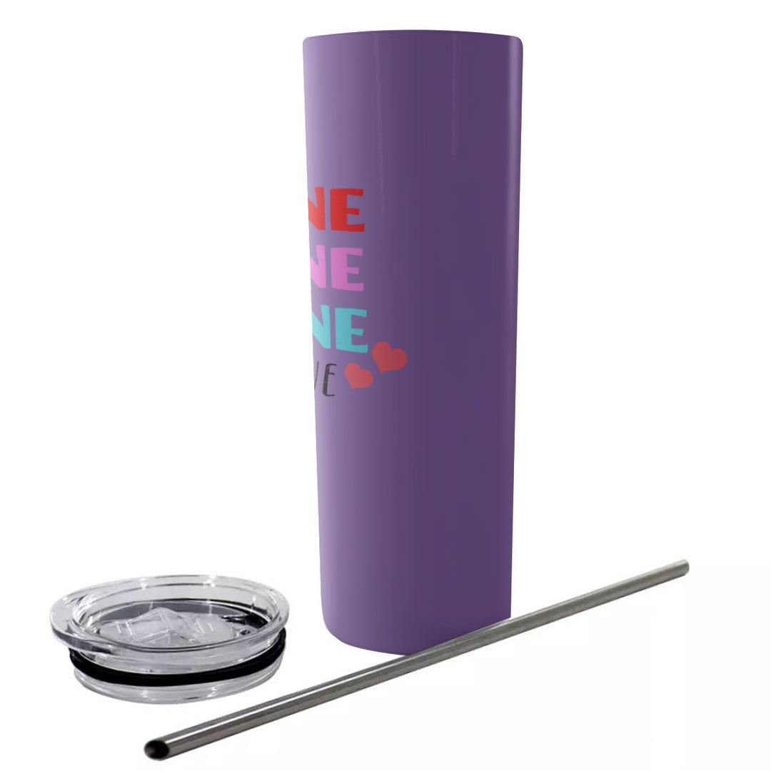 Be Mine Valentine - Glitter Tumbler With Stainless Steel Straw 20oz