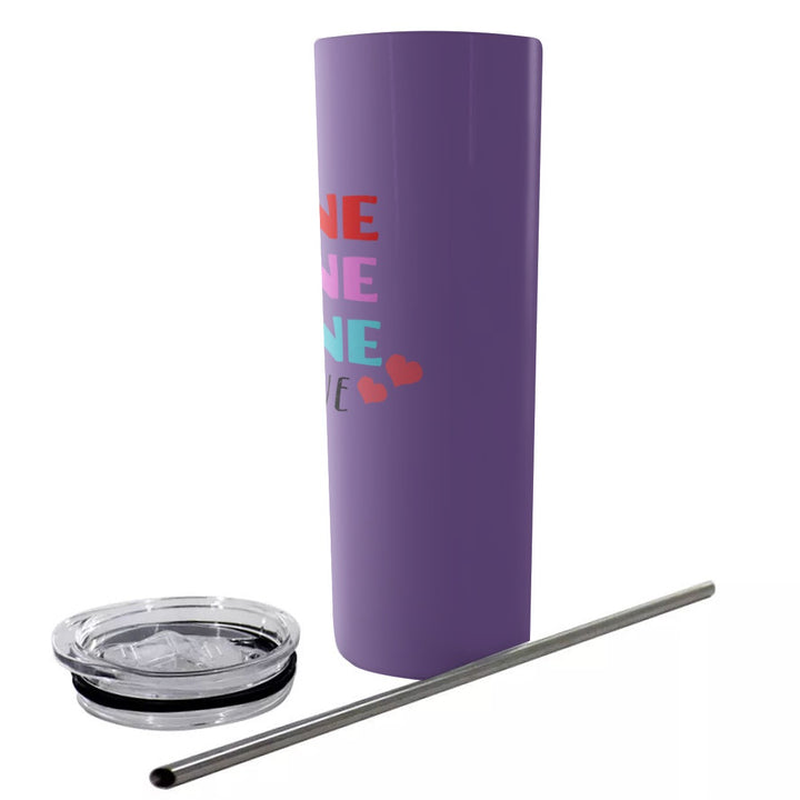Be Mine Valentine - Glitter Tumbler With Stainless Steel Straw 20oz