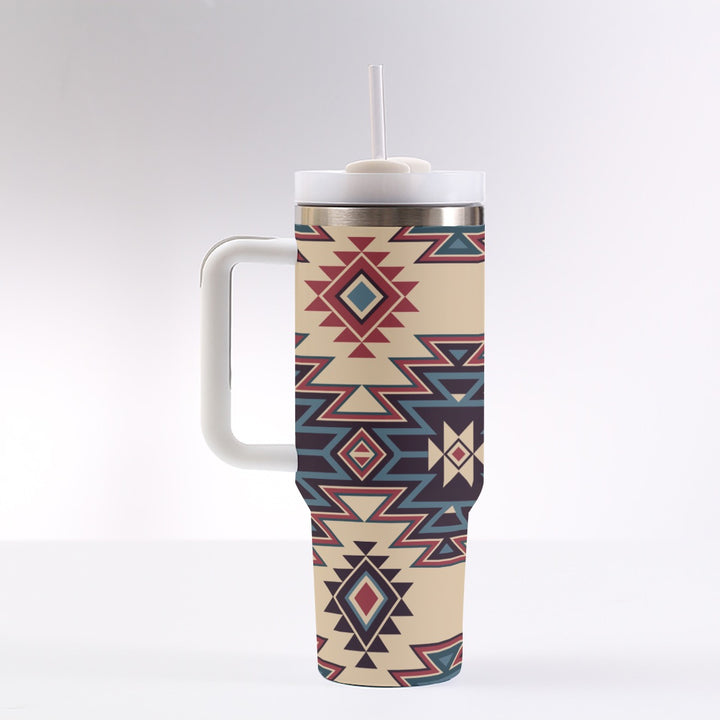 Tribal Indian Tan - 40 oz Tumbler With Handle