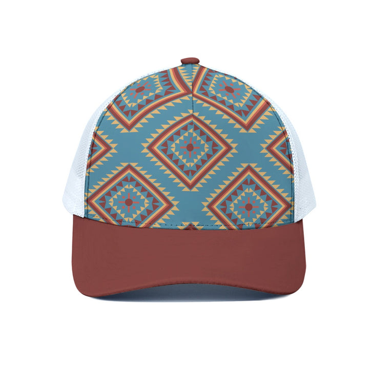 Navajo Vintage Blue - Unisex Trucker Hat With White Half-mesh