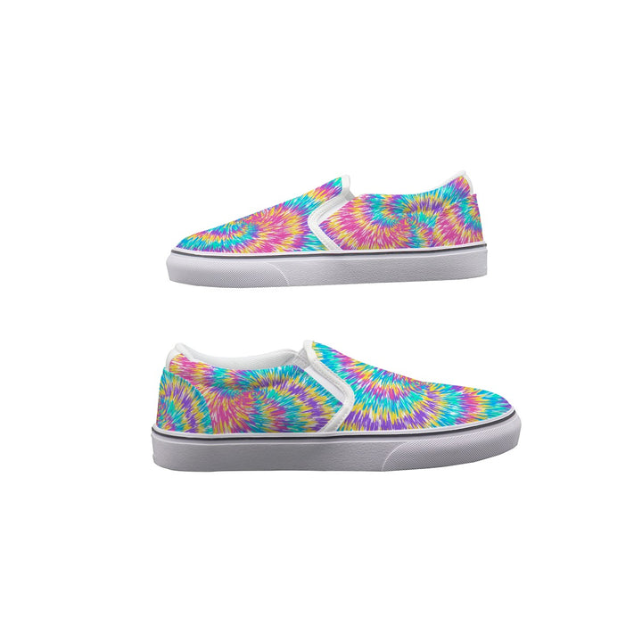 Pink & Blue Tie Dye - Women's Slip On Sneakers