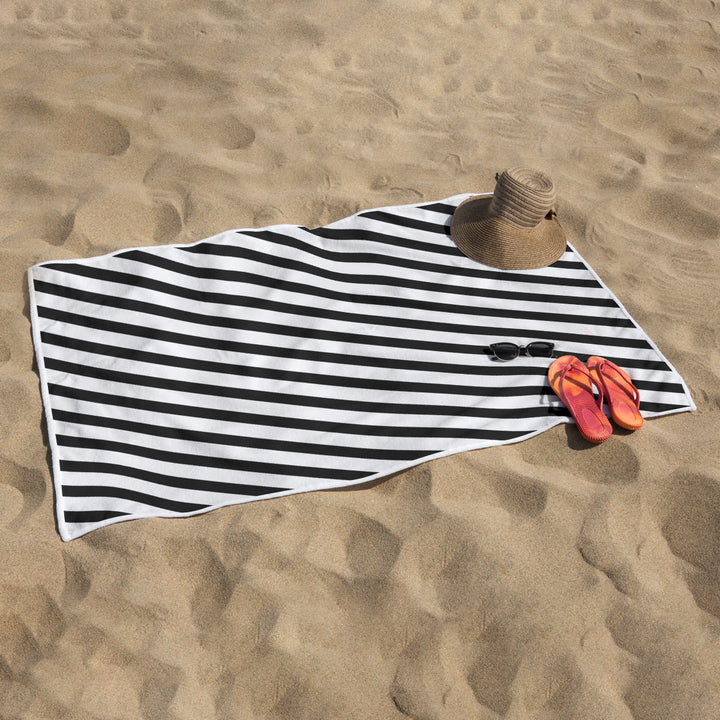Black & White Stripe - Rectangular Beach Towel