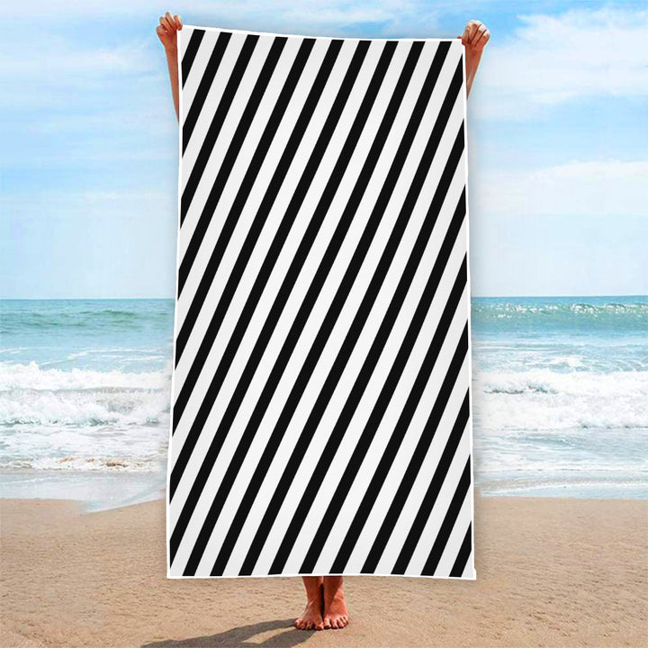 Black & White Stripe - Rectangular Beach Towel