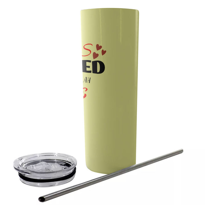 Blah Blah Blah Wine- Glitter Tumbler With Stainless Steel Straw 20oz