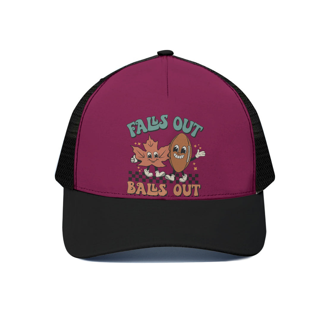 Falls Out Balls Out - Unisex Trucker Hat With Black Half-mesh