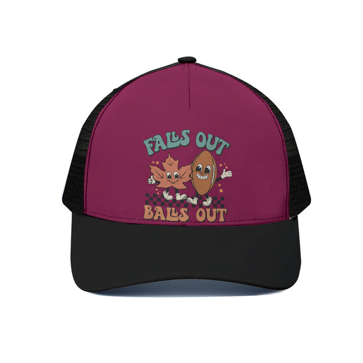 Falls Out Balls Out - Unisex Trucker Hat With Black Half-mesh